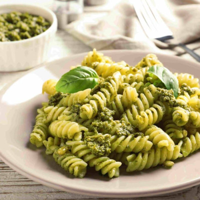 Fusilli pesto fresco e baccalà